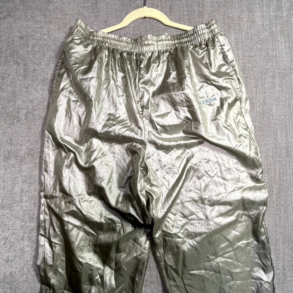 Ixspa by Jamie Sadock Windbreaker Pants Mens Large Metallic Silver Tapered Leg